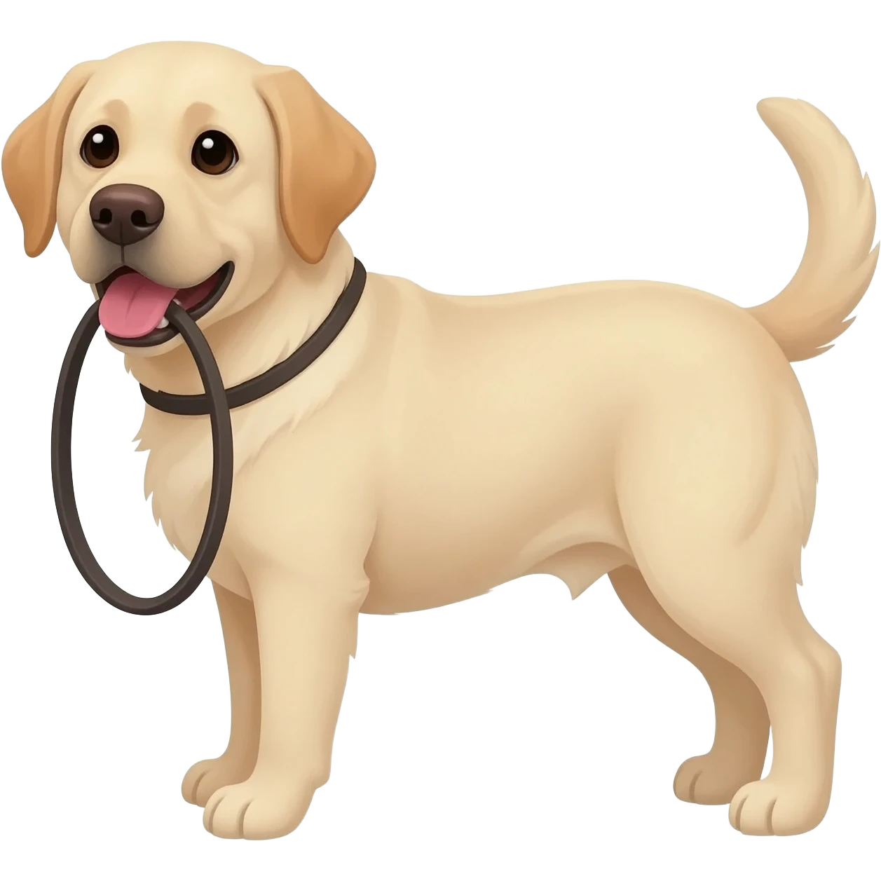 a Labrador with a leash in its mouth emoji