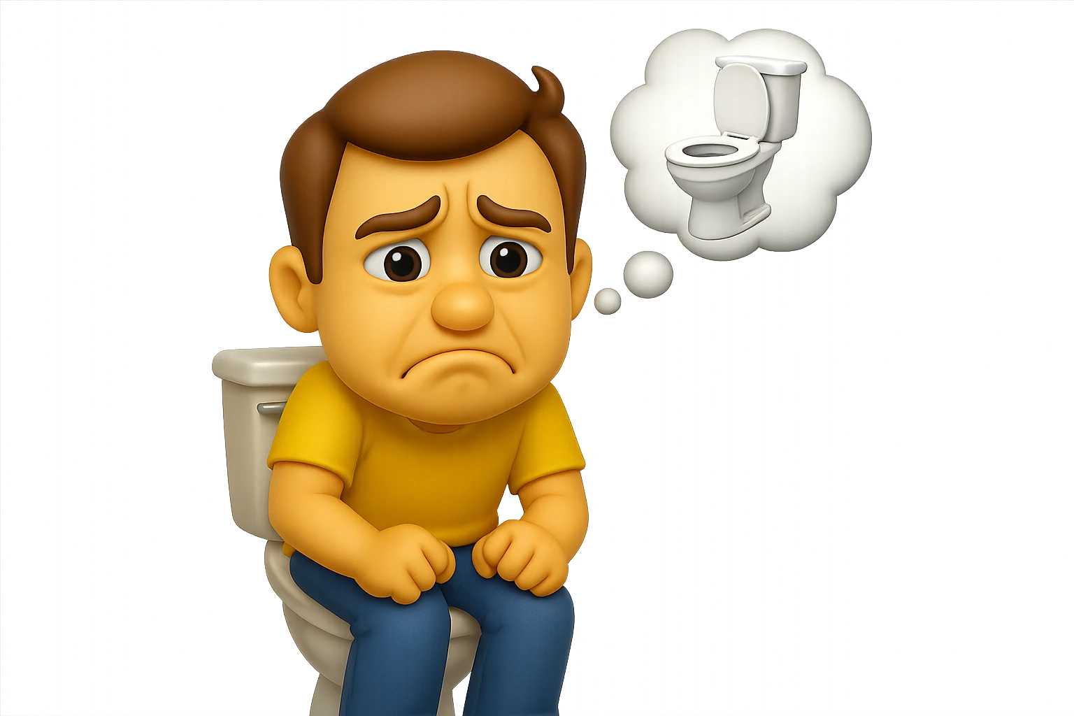 emoji stile iphone che riguarda l'argomento "stipsi/andrò al bagno oggi?", iperrealistico 4k emoji