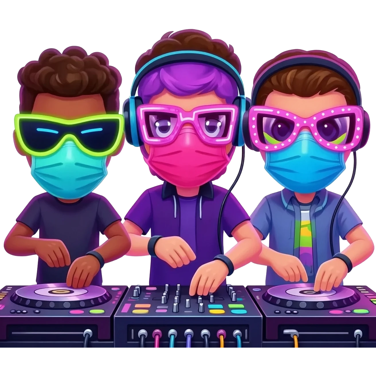 Trio dj with dj masks emoji