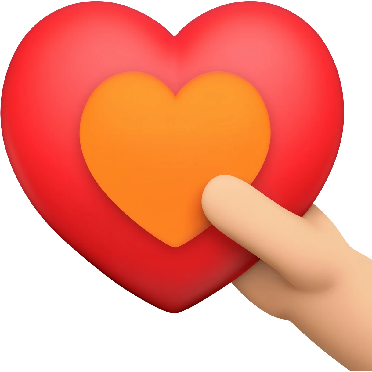 Hand holding heart emoji with a orange heart inside emoji