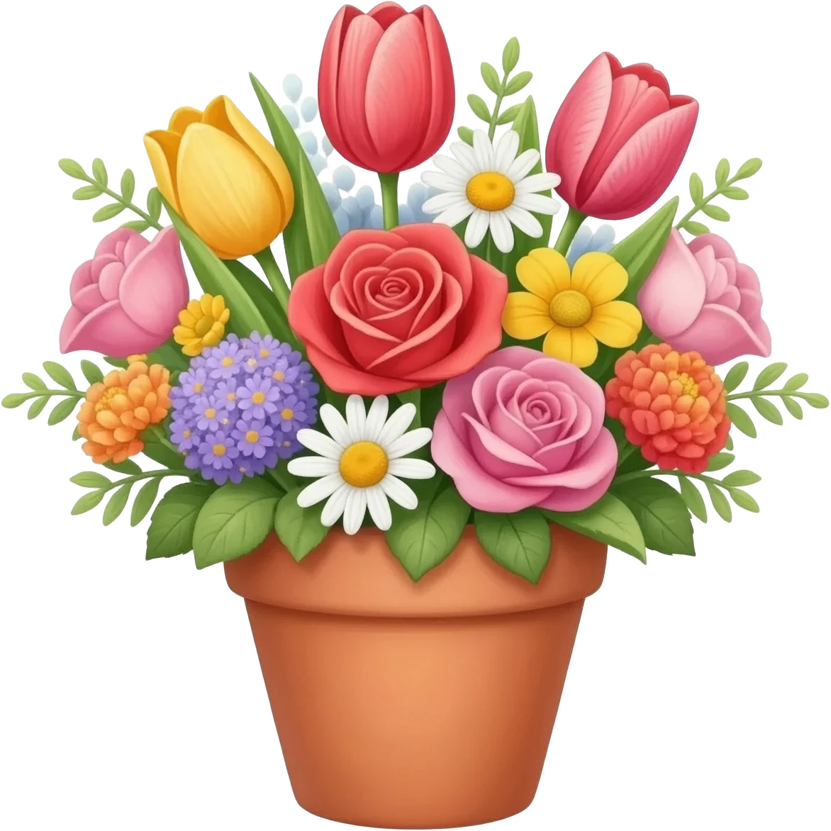 large flower pot filled with flowers emoji