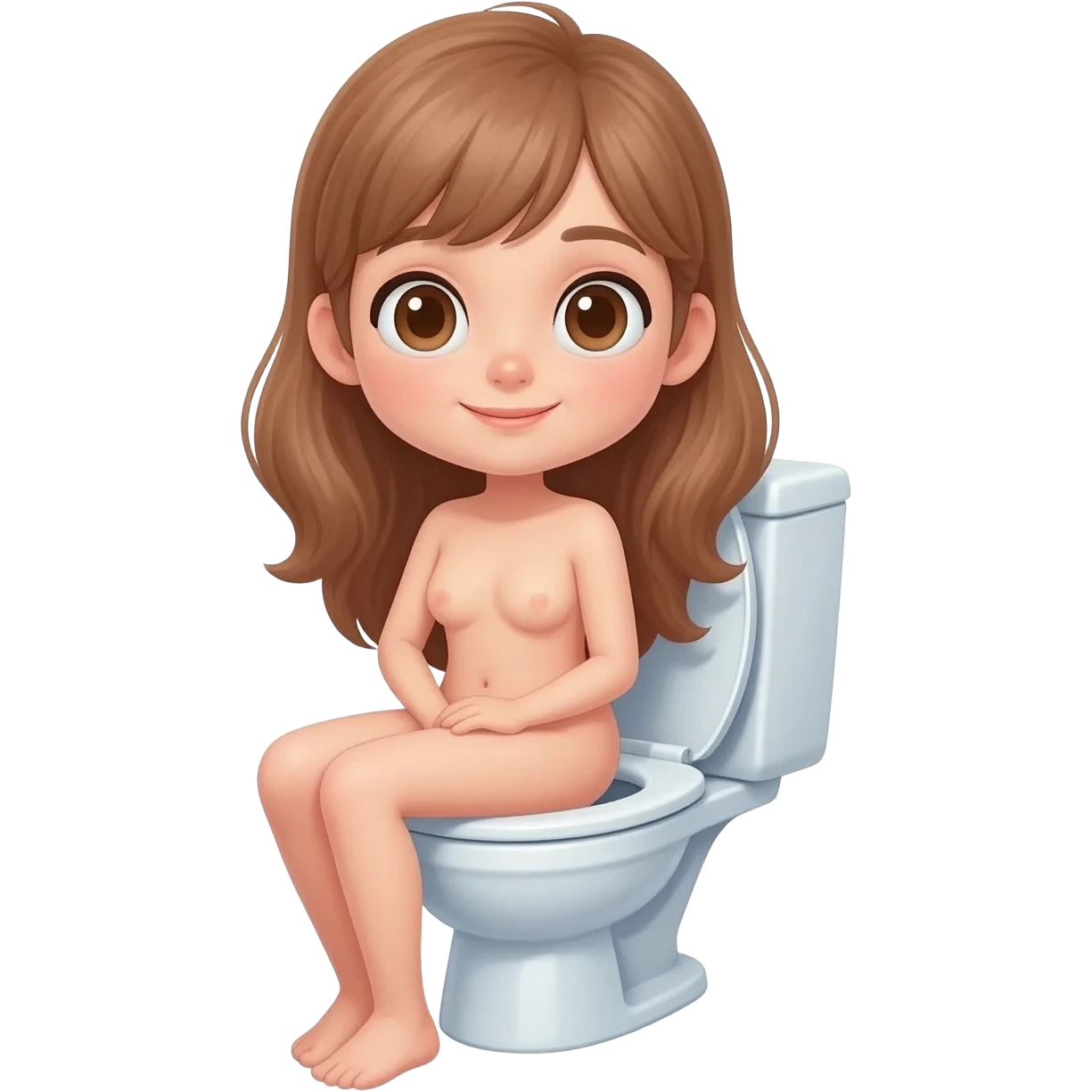 A naked girl sitting on a toilet emoji