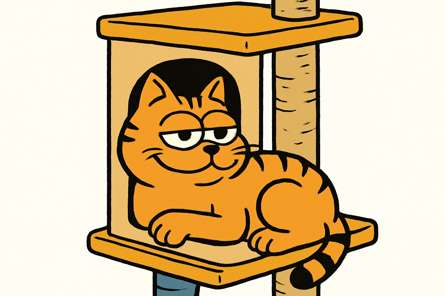 cats relaxing in a vertical playhouse emoji