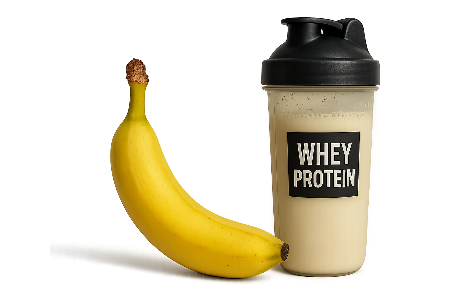 banana e shaker di whey protein
vista frontale, iperrealistico 4k emoji