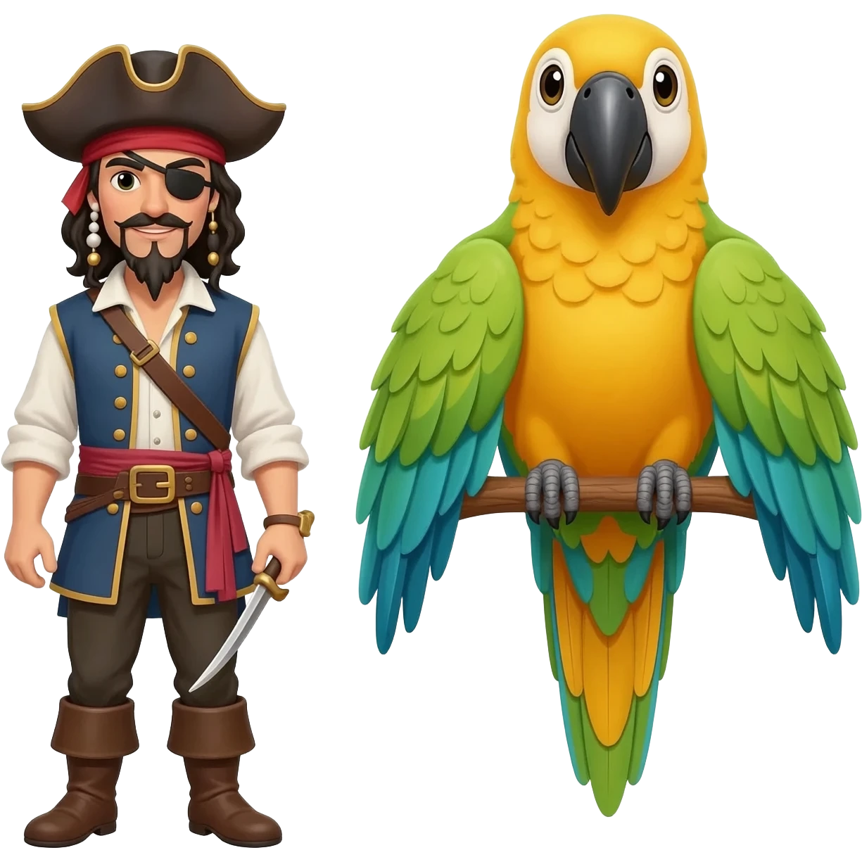 pirate and parrot emoji