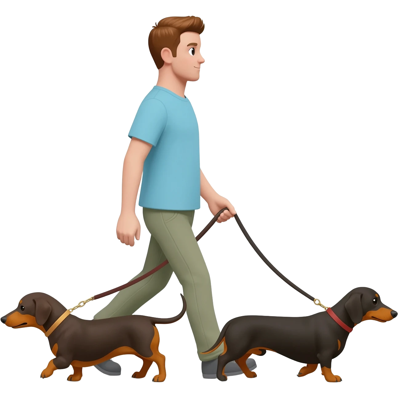 Walking two dachshunds on leash emoji