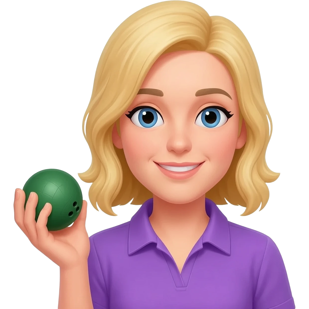 Edit this emoji so it is a blonde woman with a purple shirt holding a lawn bowl emoji
