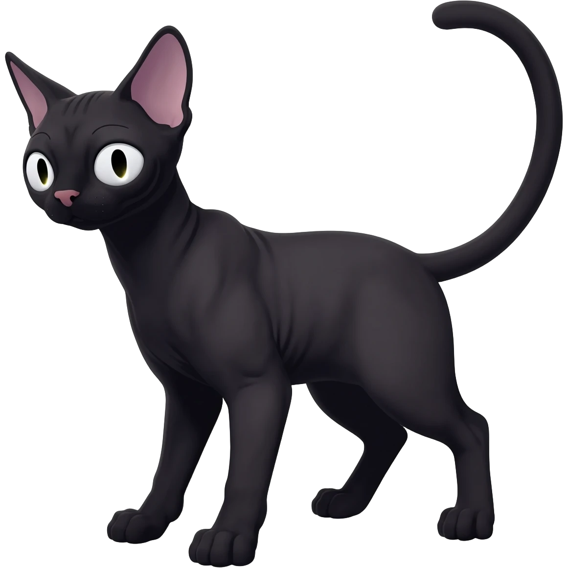 Black edgy Noivern-Litten-Sphynx-Lykoi-Caracal-cat-Fakemon full-body emoji