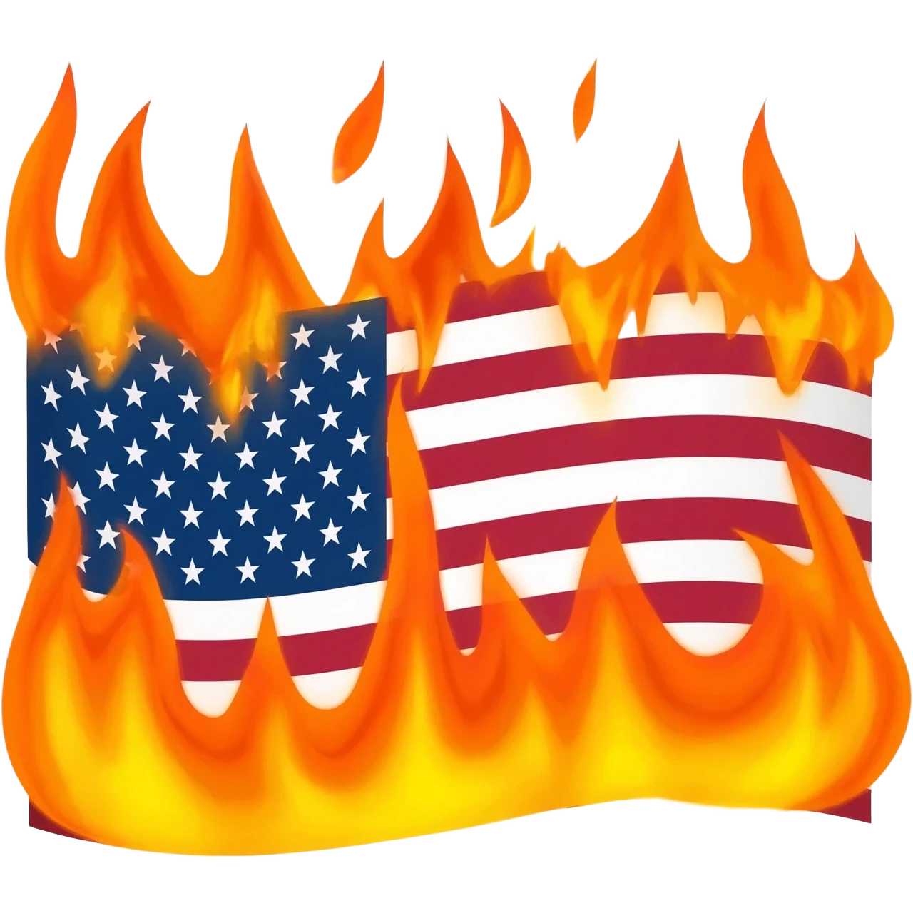 American flag on fire emoji