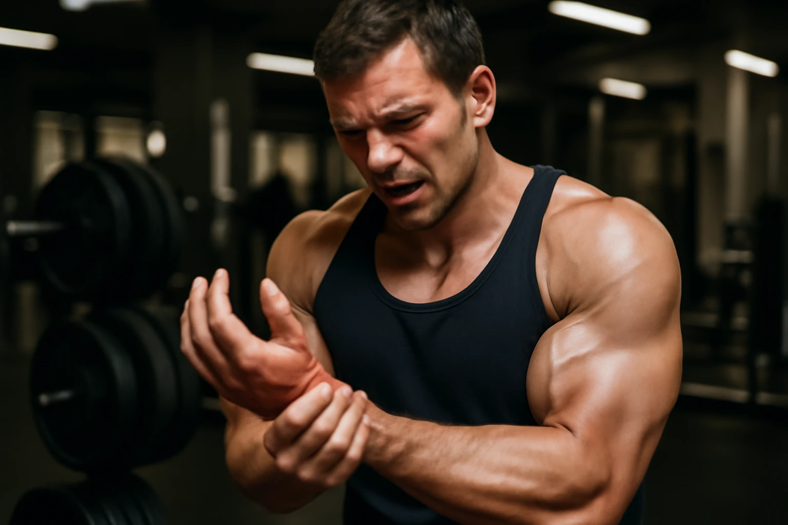 tunnel carpale dolore nel bodybuilder realistico emoji