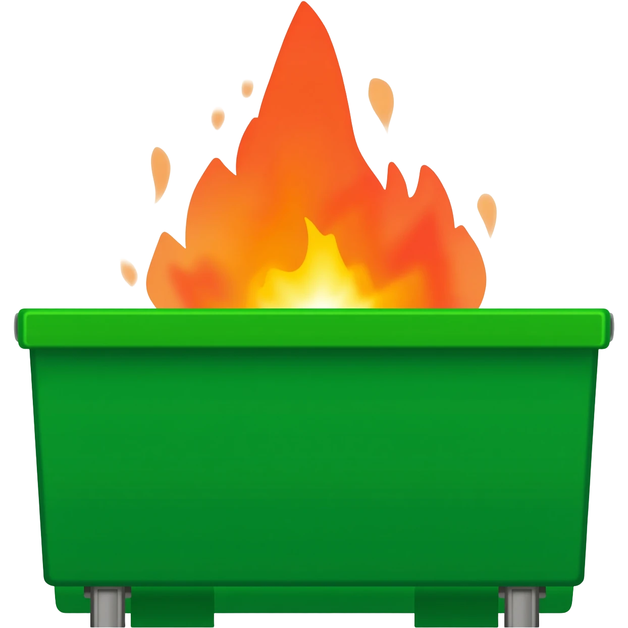 Green dumpster fire on mountain emoji