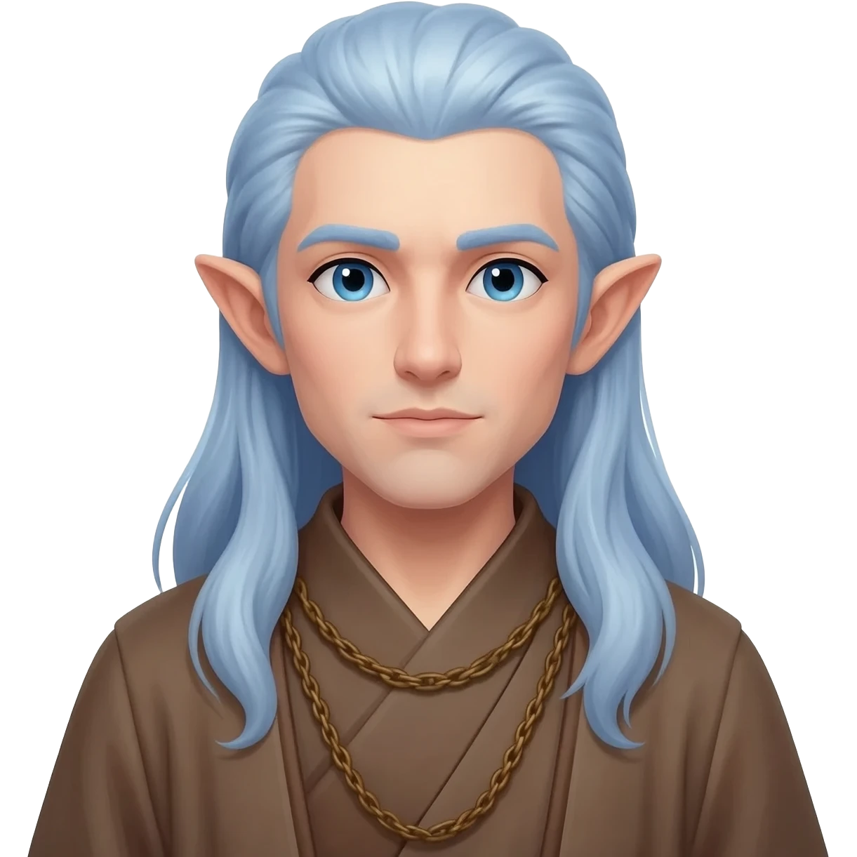 male elf monk with blue silver hair emoji