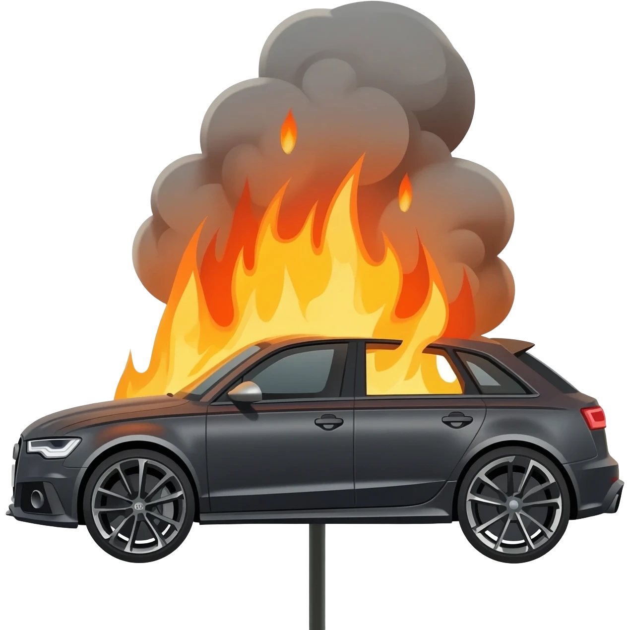 Direğe saplanmış Audi rs6 yanıyor emoji