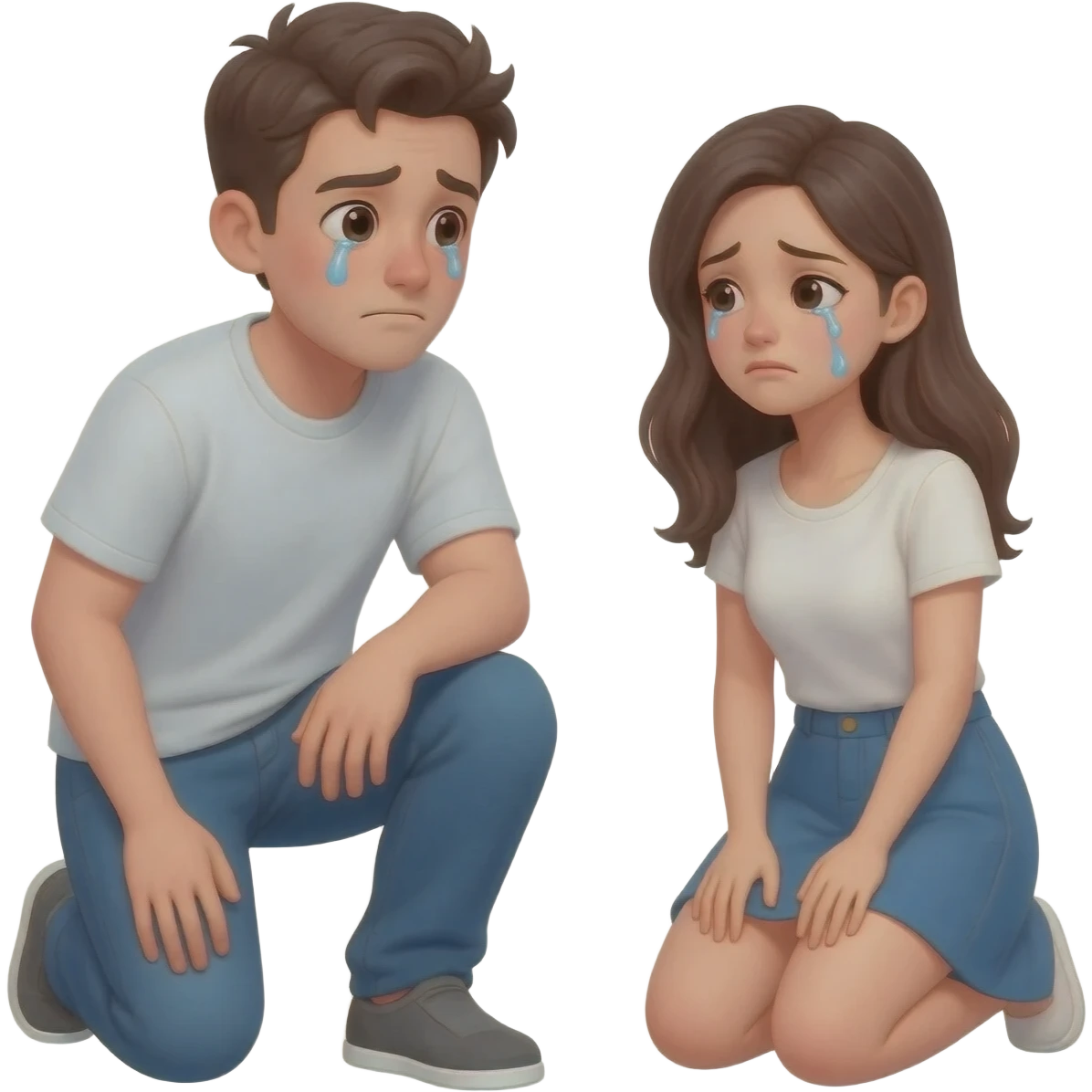 нарисуй моялщегося парня с девушкой, они обя на коленях 20 - 25 лет  emoji