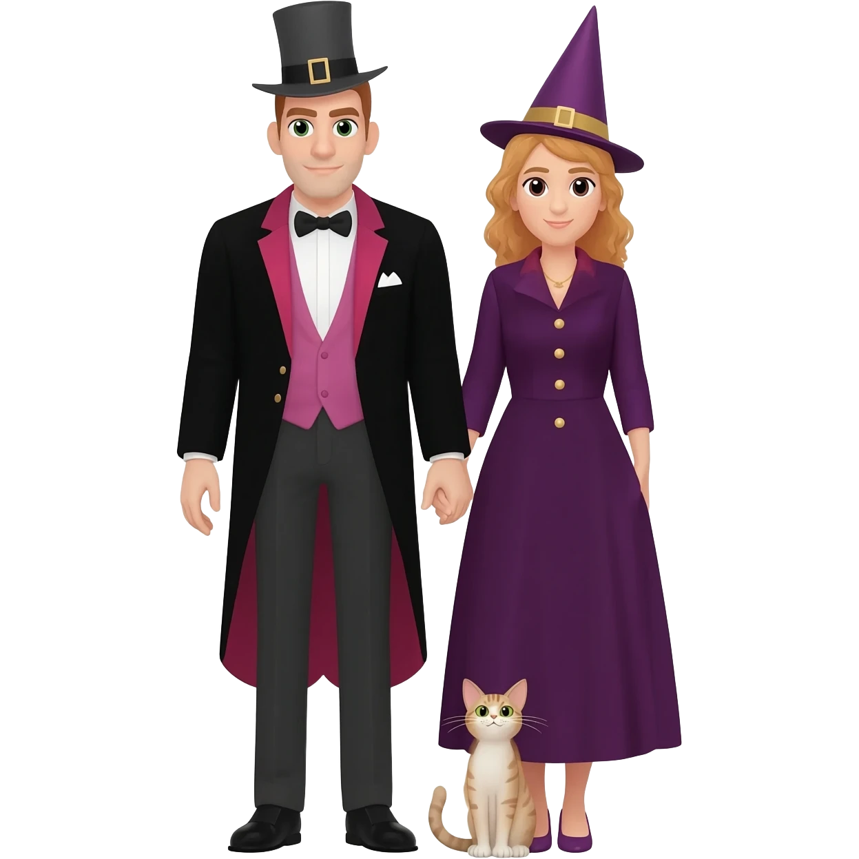 magician couple and their pet cat emoji