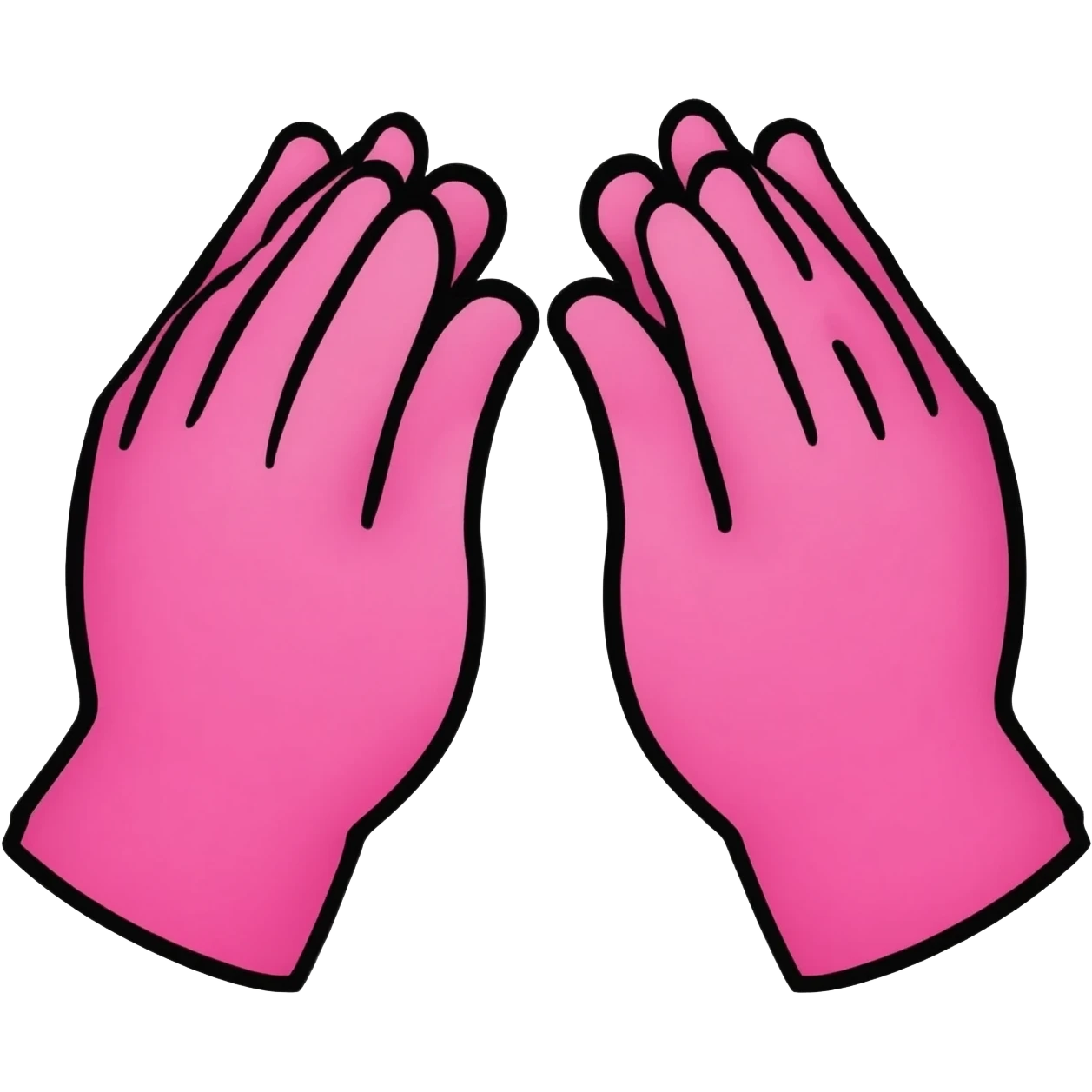 a blessed (i.e "bless") emoji, like two praying hands but hot/light pink (more light pinkish), black outline, cartoon hands emoji