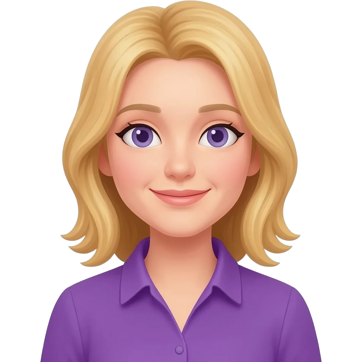 Makedit this emoji so it is a blonde woman with a purple shirt emoji