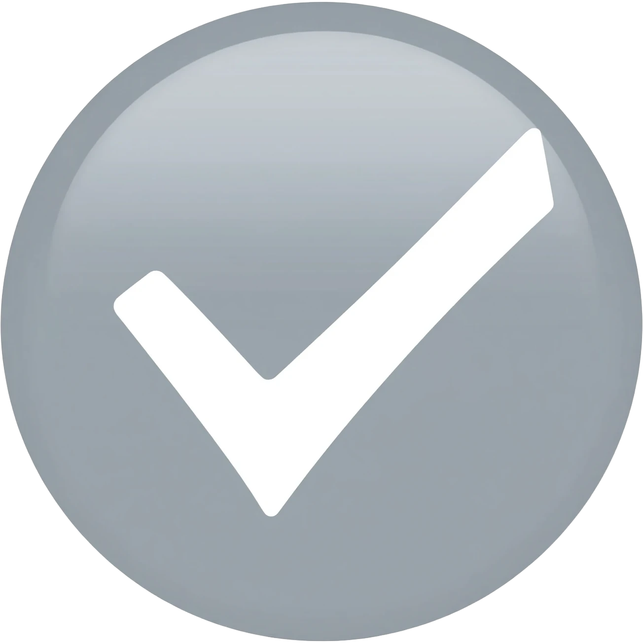 Light Grey circle with big white checkmark please with a straight check mark with no tint emoji