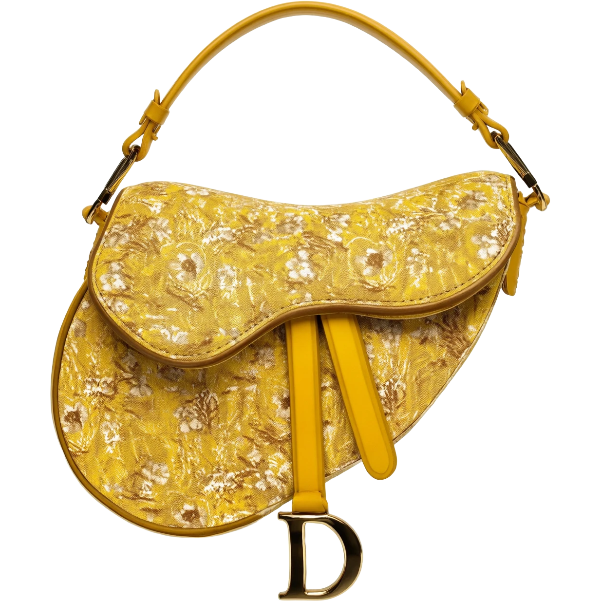 yellow dior printed saddle bag emoji