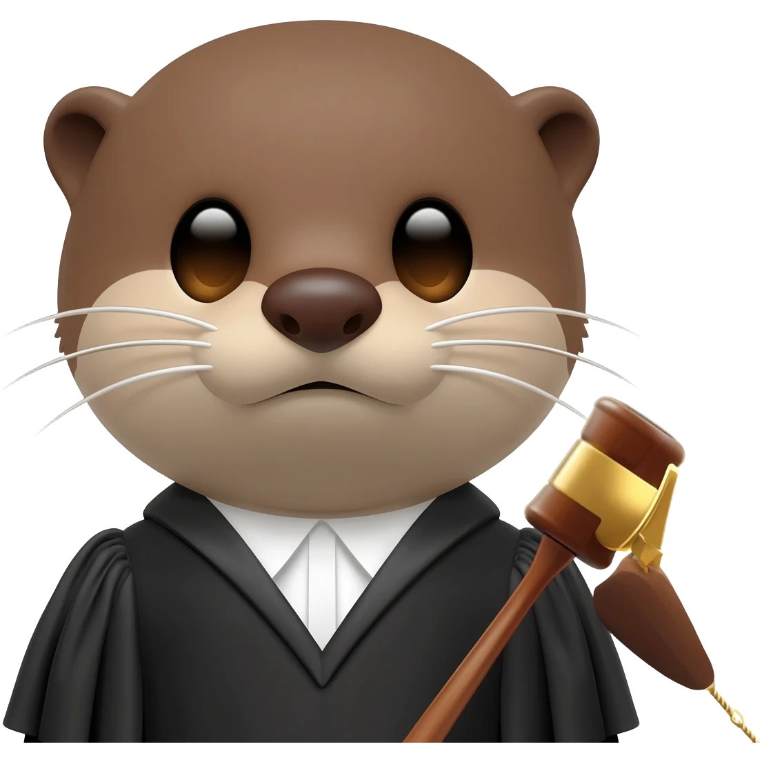 serious otter close-up with a judge's gavel emoji