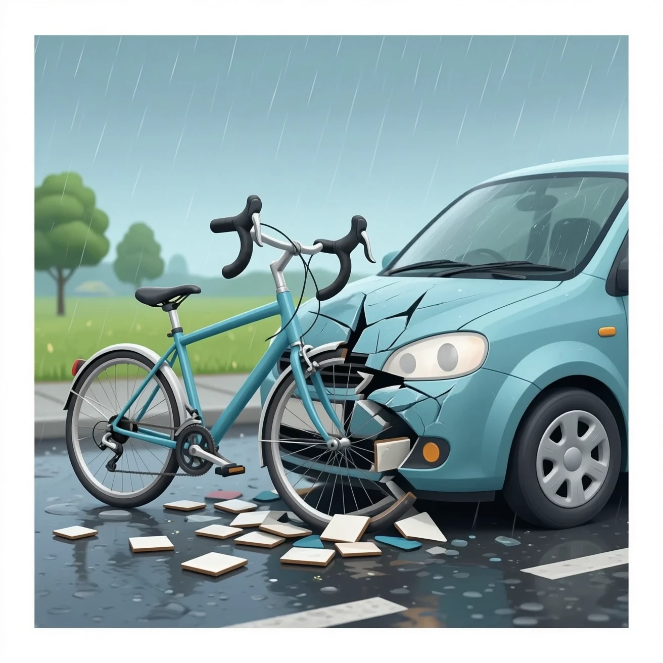 bicycle crashing with car emoji