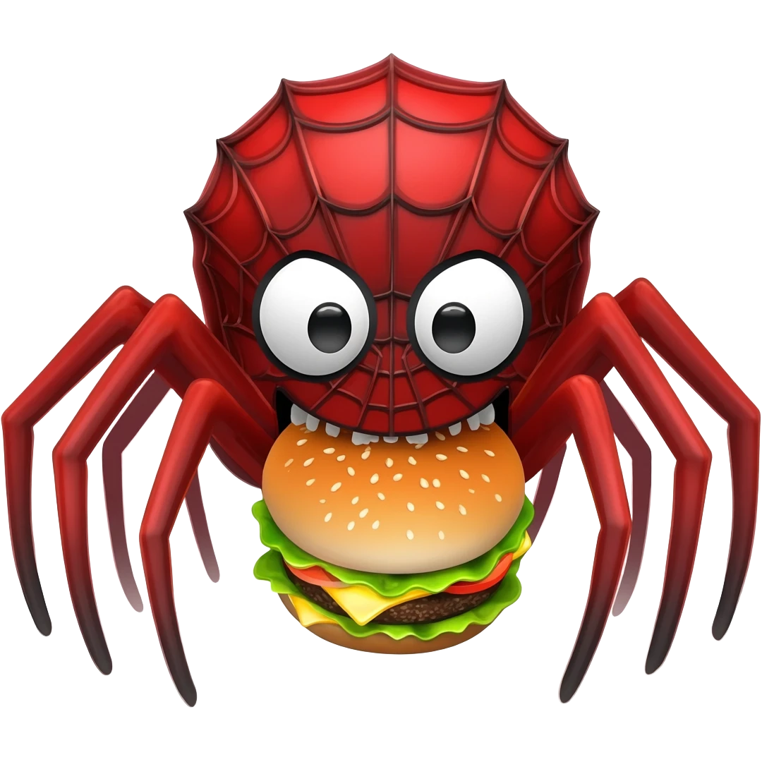 Spider eating burger emoji