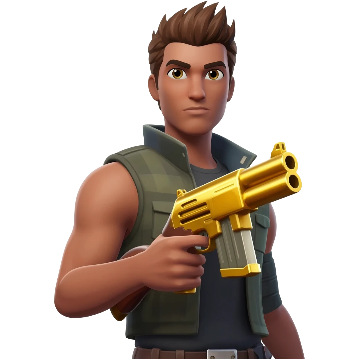 a fortnite default skin holding a gold pump shotgun emoji