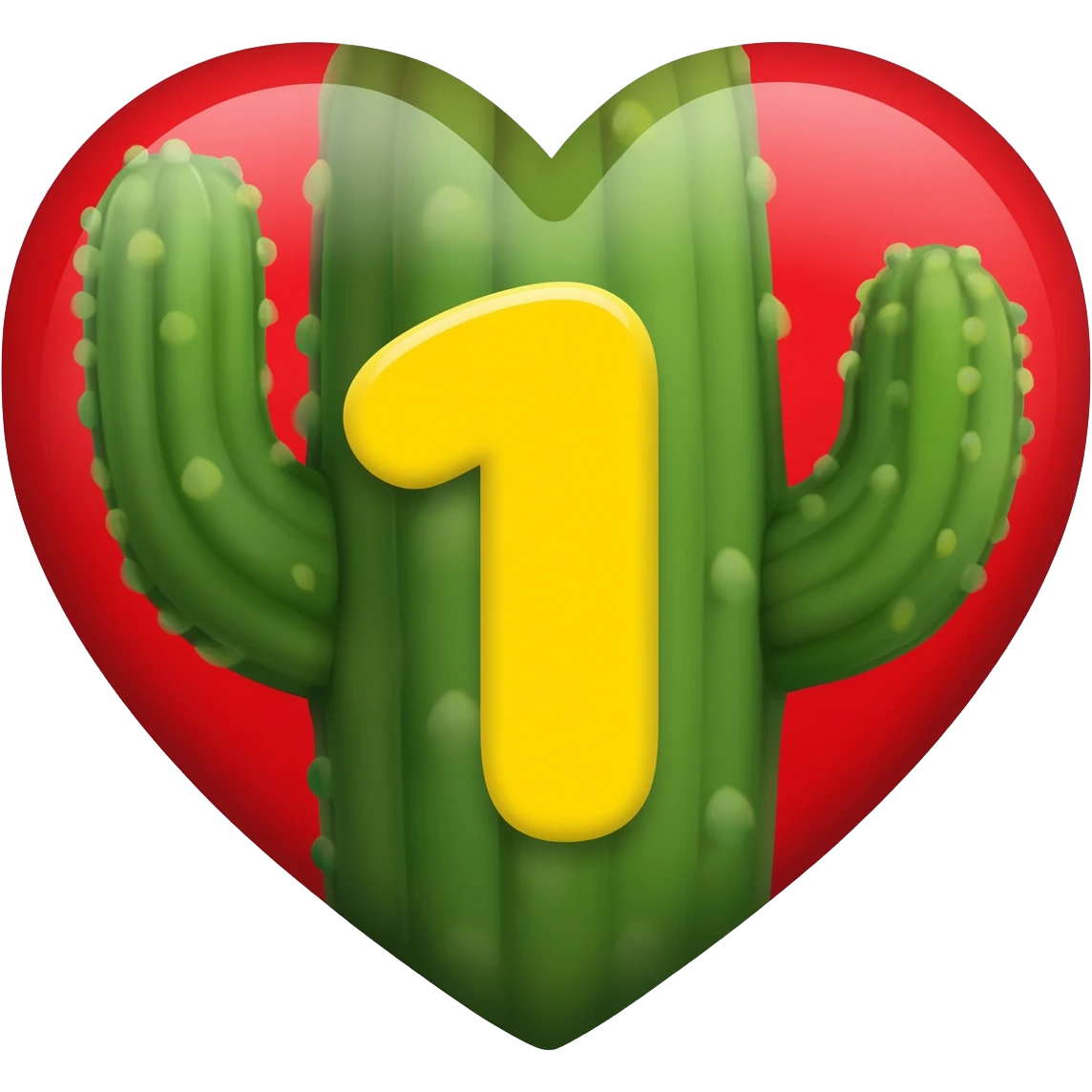 a heart badge with a catcus and a yellow number 1 on it. emoji