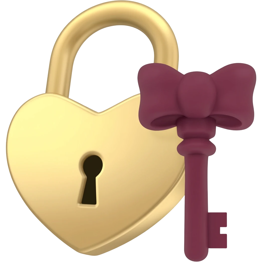 beige heart-shaped lock and key burgundy emoji