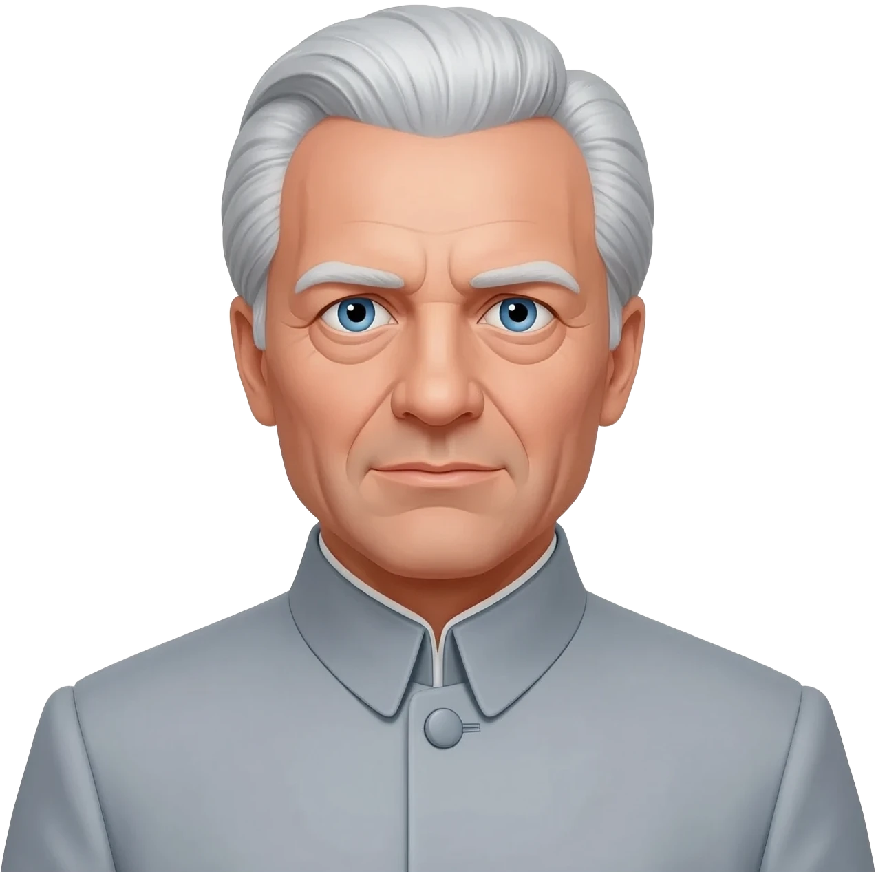 Ernst Stavro Blofeld from James Bond Series with blue eyes, silver hair, light grey mao suit emoji