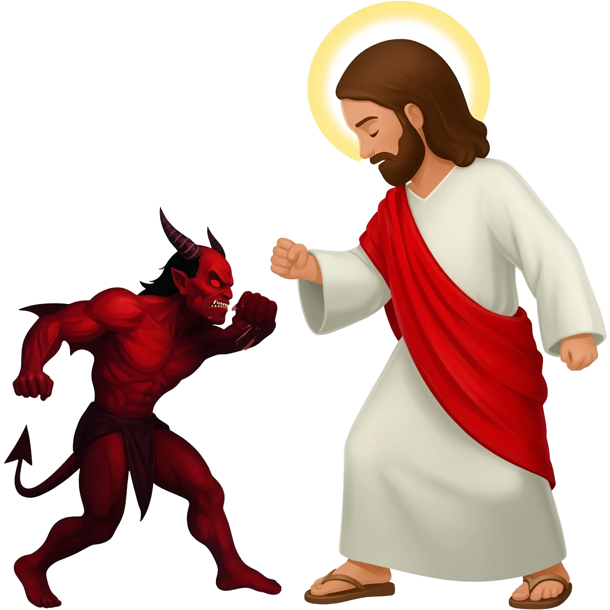 jesus beating up satan emoji