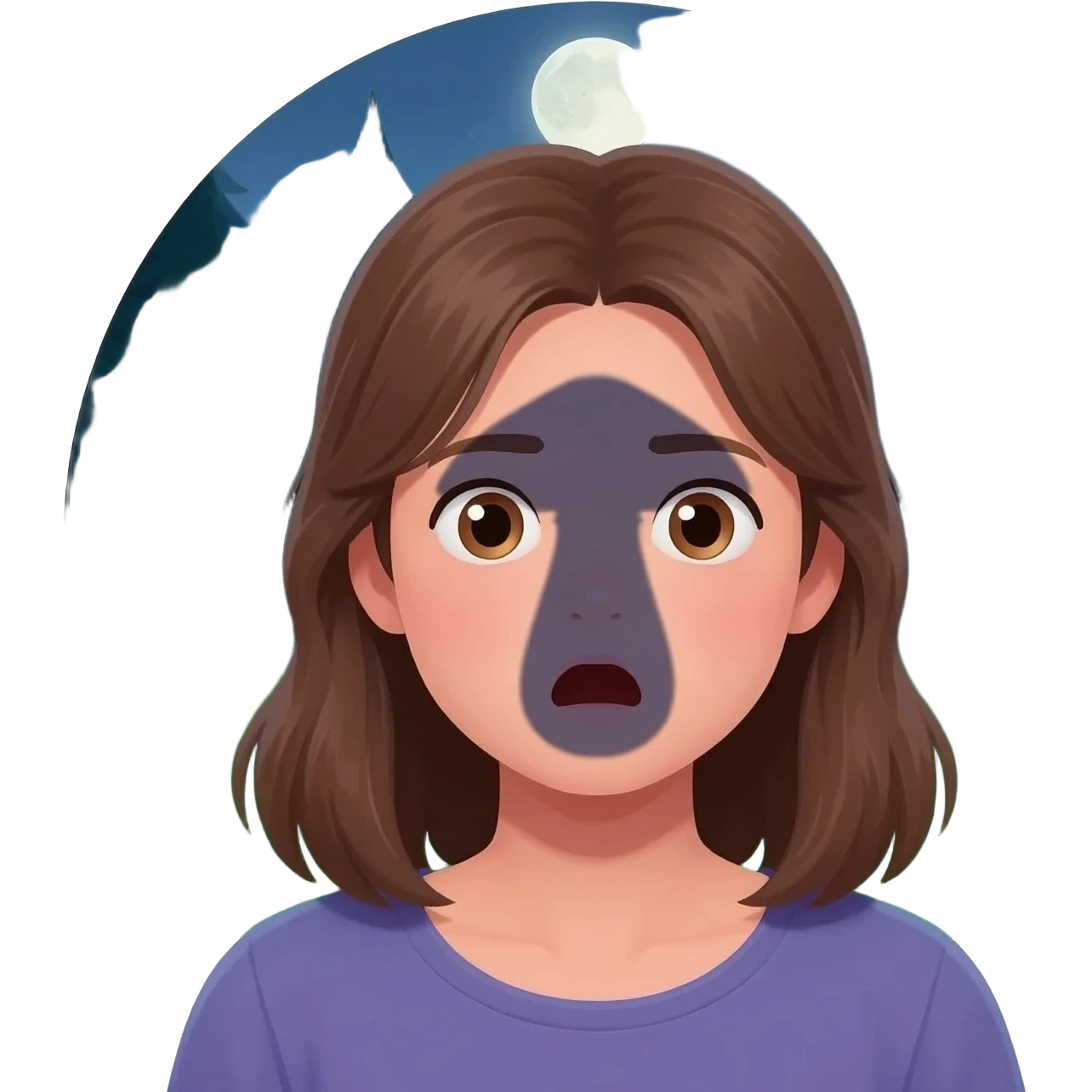 Shocked faced with a mushroom shadow over its face emoji