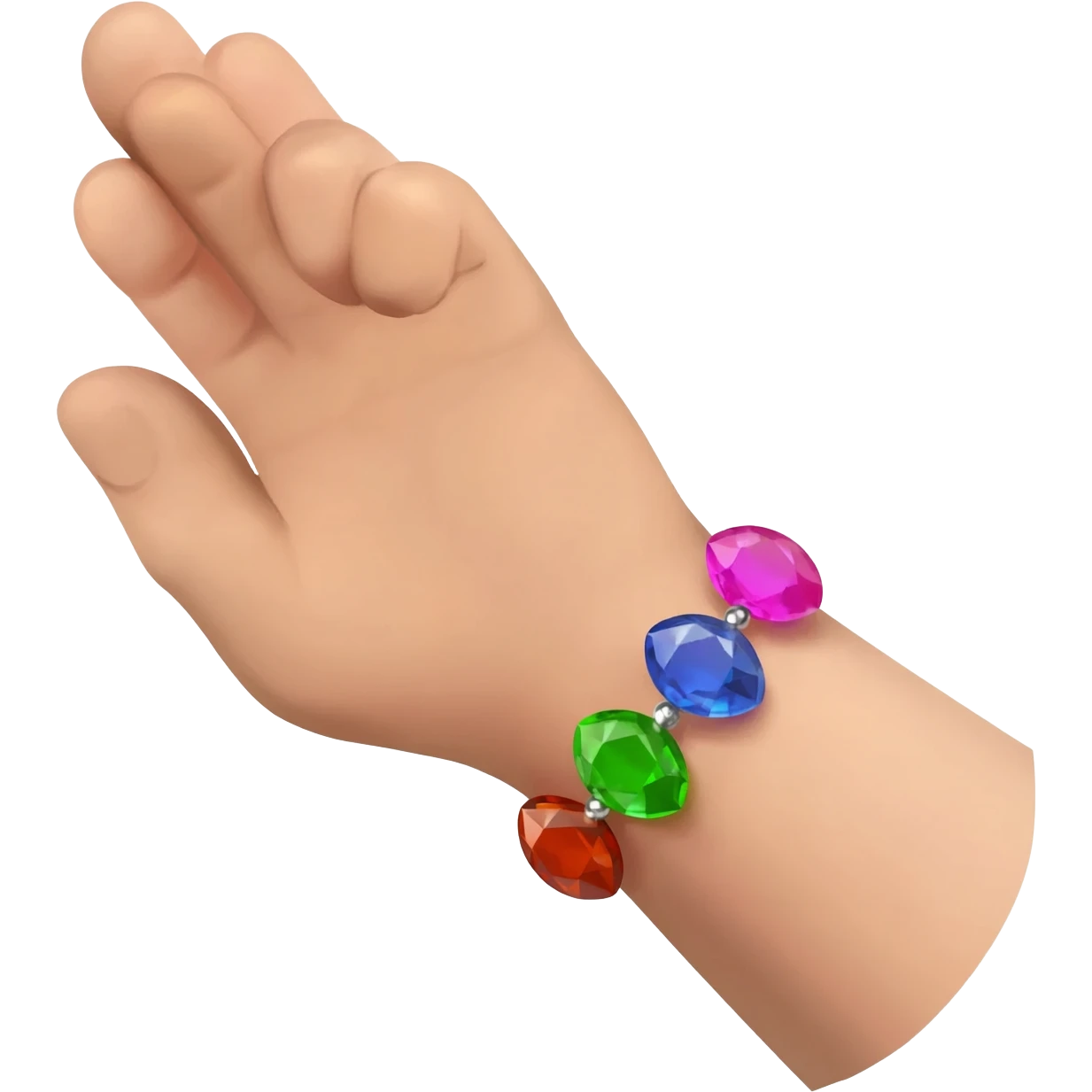 Hand with jelly bean crystal bracelet emoji