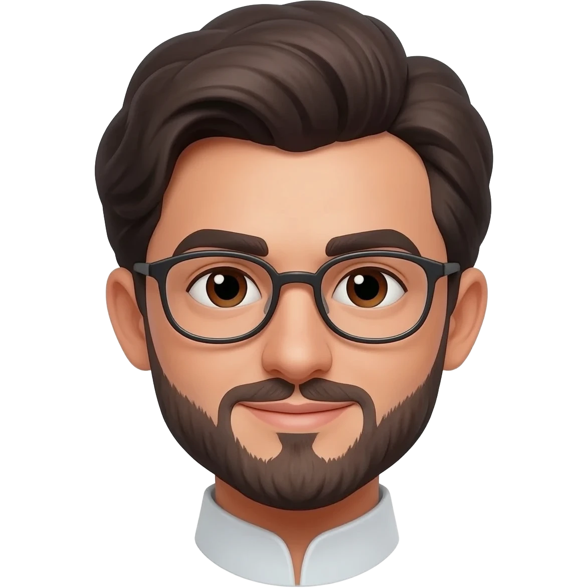 Laki laki ganteng berkacamata. Kulitnya putih, rambut belah tengah guru Alquran emoji