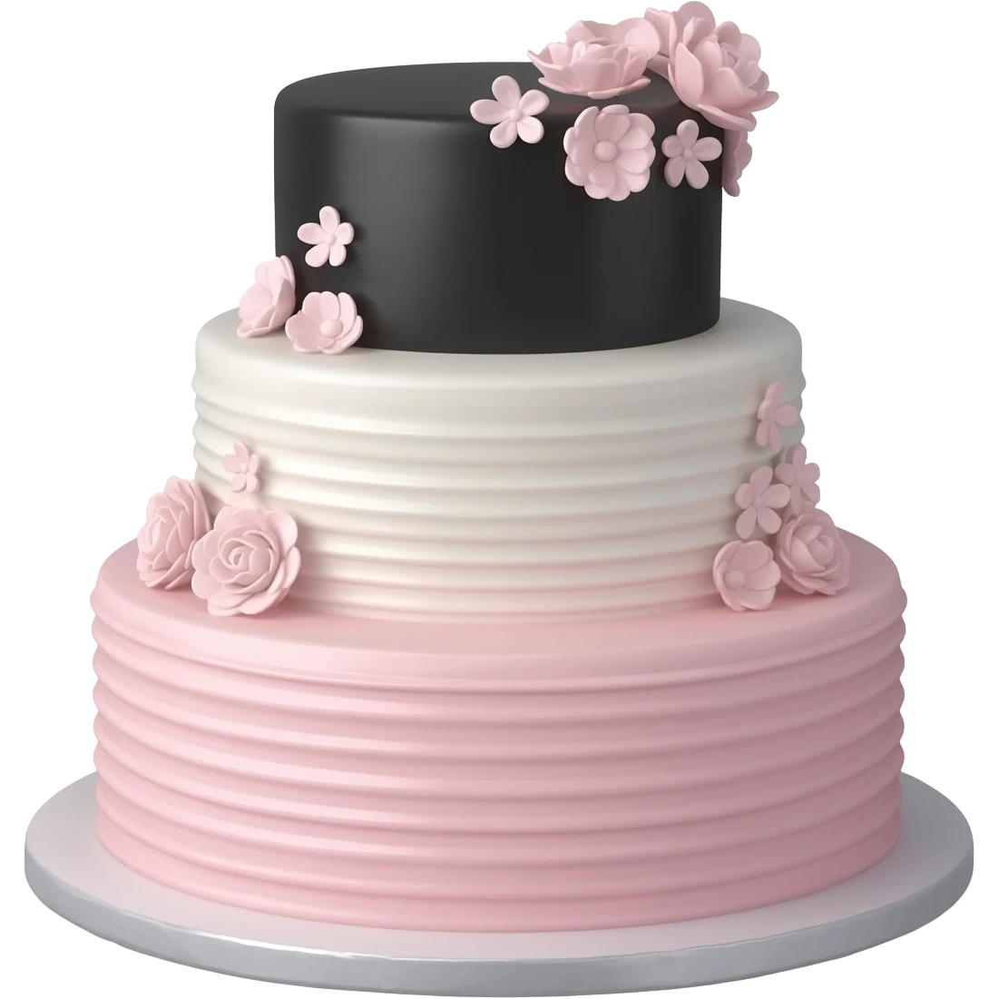 black, white and light pink birthday cake emoji
