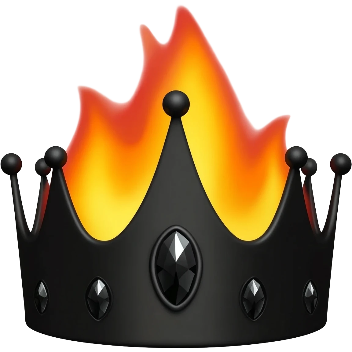 generate an improved black crown with black diamonds burning in a black flame emoji