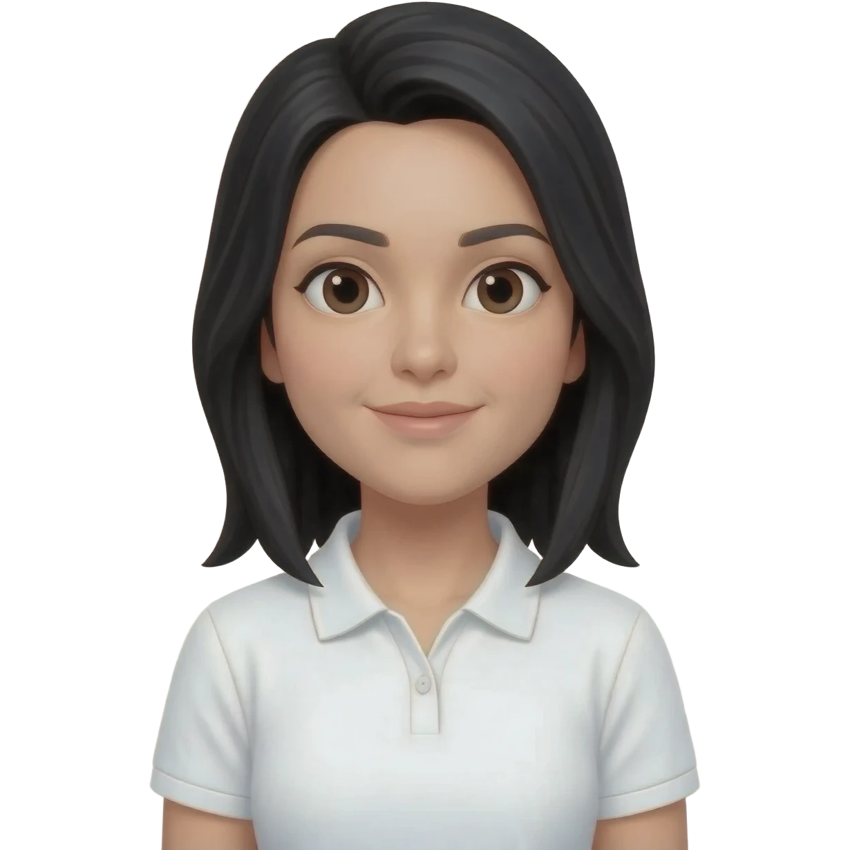 white polo shirt black hair women emoji