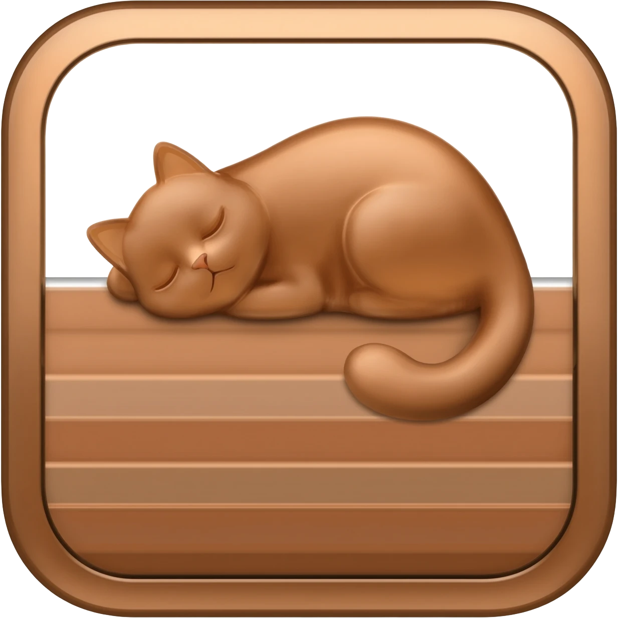 iPad icon bronze metallic with cute kitty sleeping above regular stripes emoji