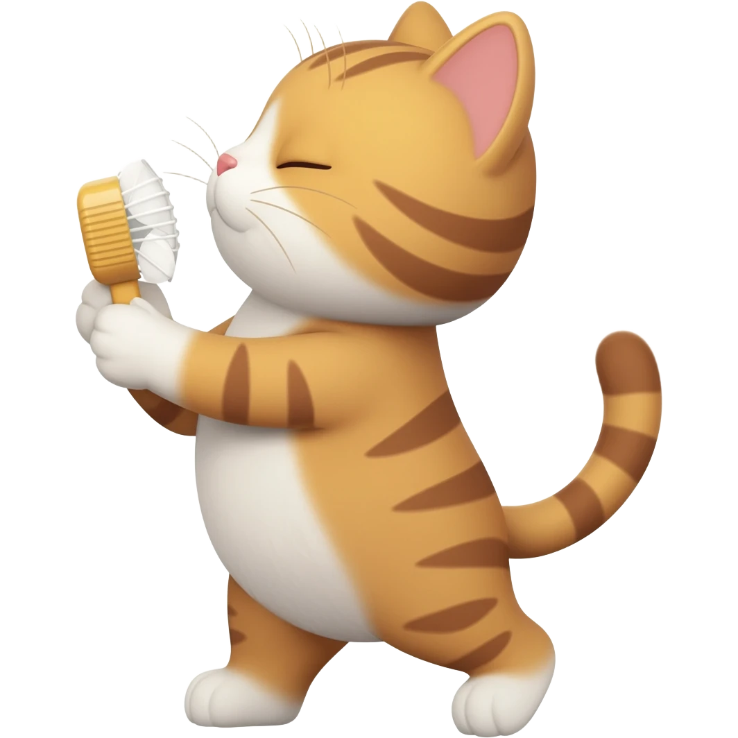 cute kitty slapping his butt with a fan emoji