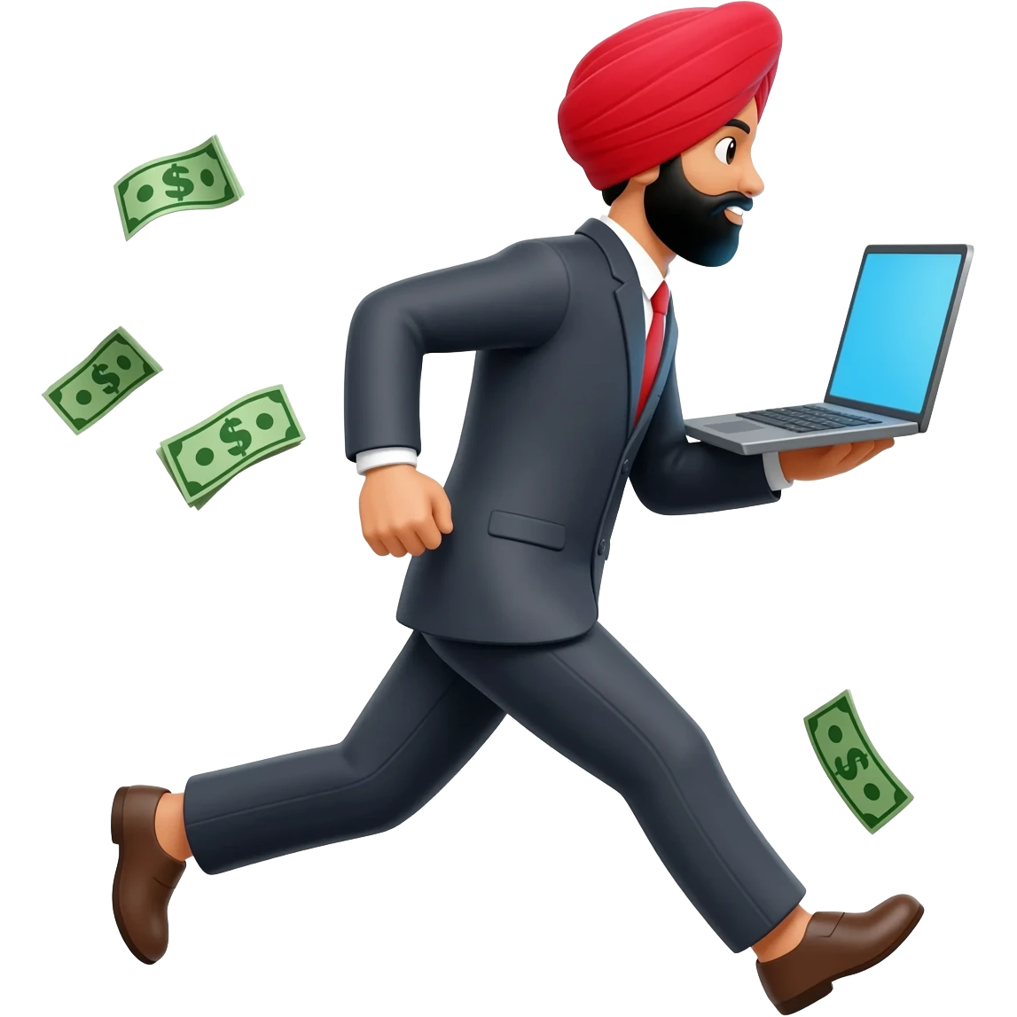 Singh RUn away with laptop and Money emoji