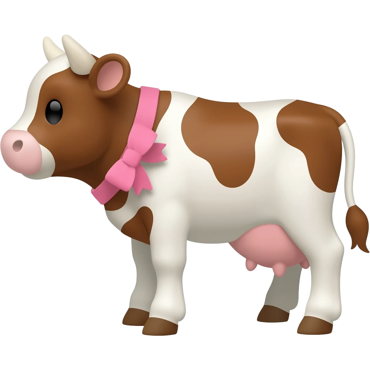 cute white and brown little cow with ribbon emoji