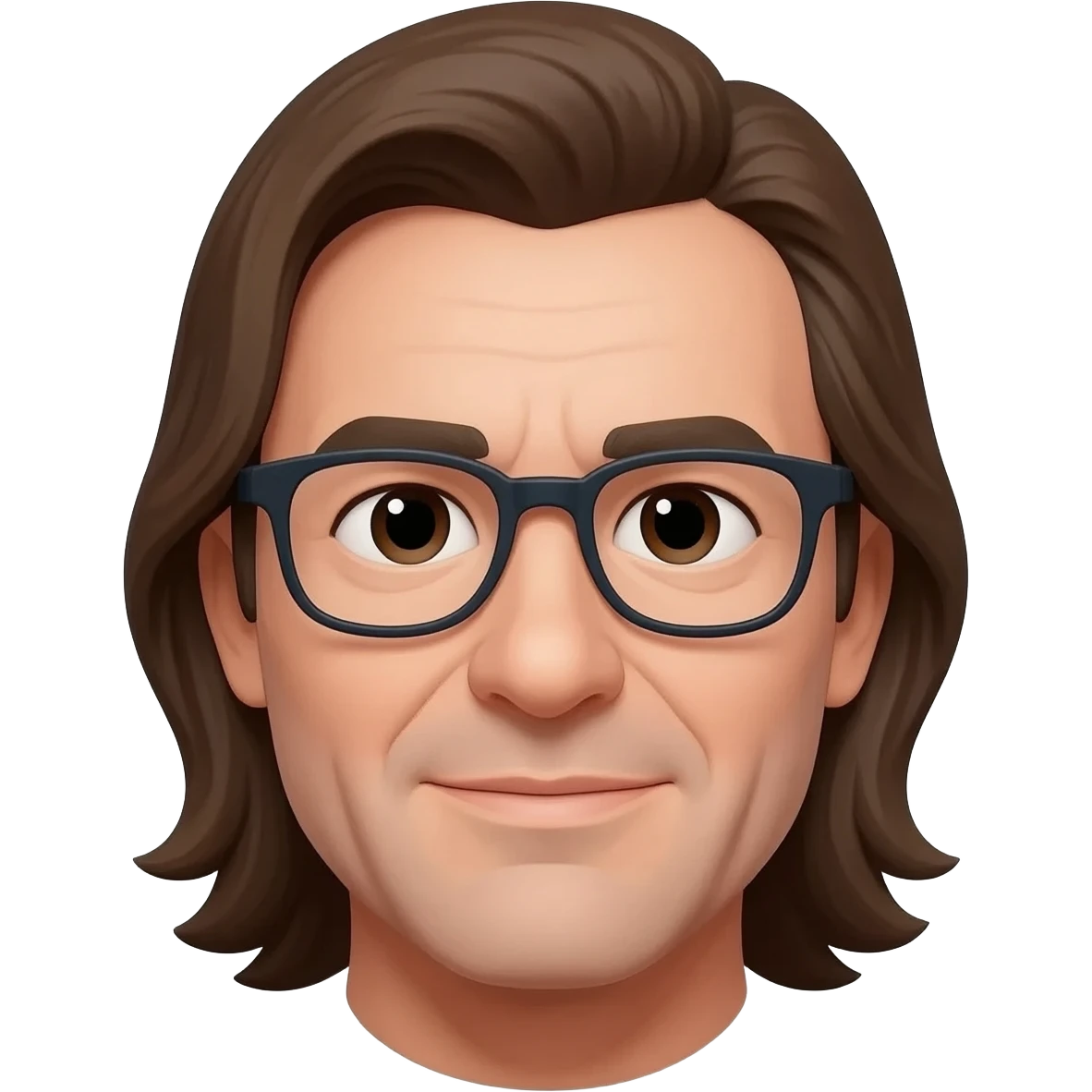 50 year old Male with long brown hair and glasses emoji