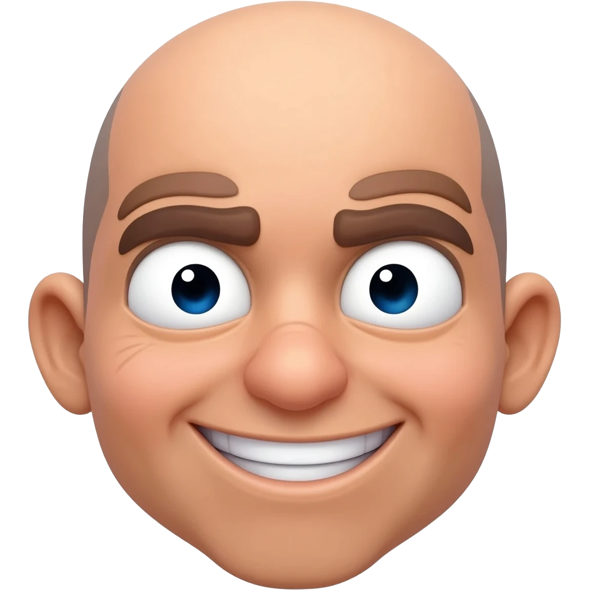 A short, bald character with a funny and exaggeratedly expressive personality, designed for meme-style emoticons emoji
