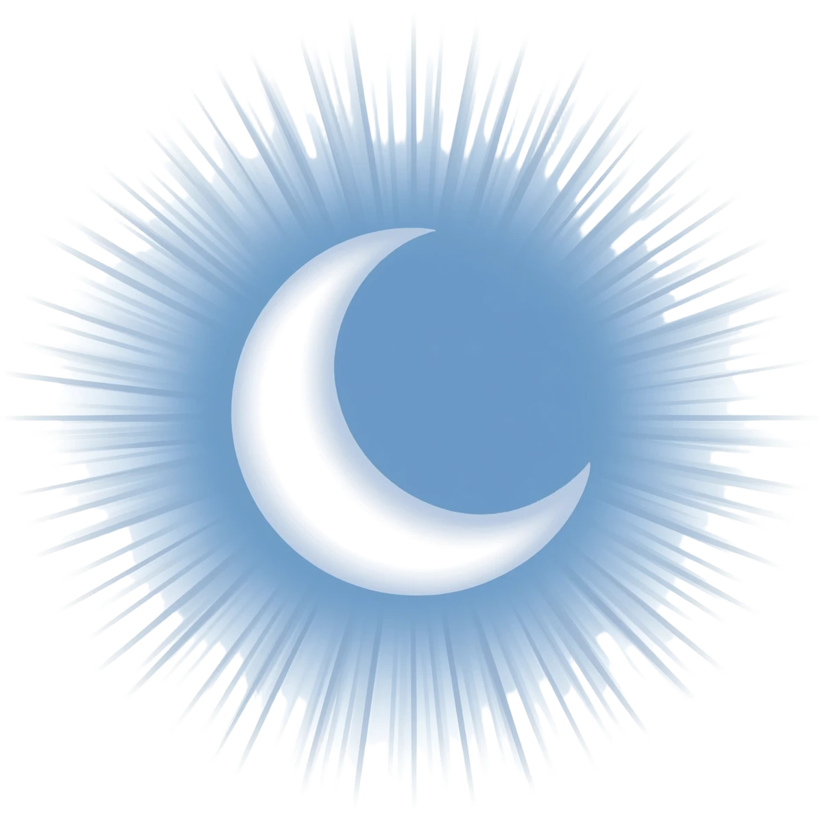 A crescent moon surrounded by bright rays of light emoji