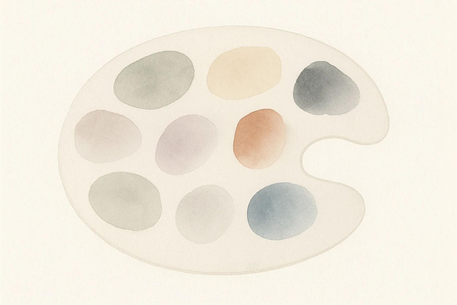 a paint palette with splashes of color, watercolor art style emoji