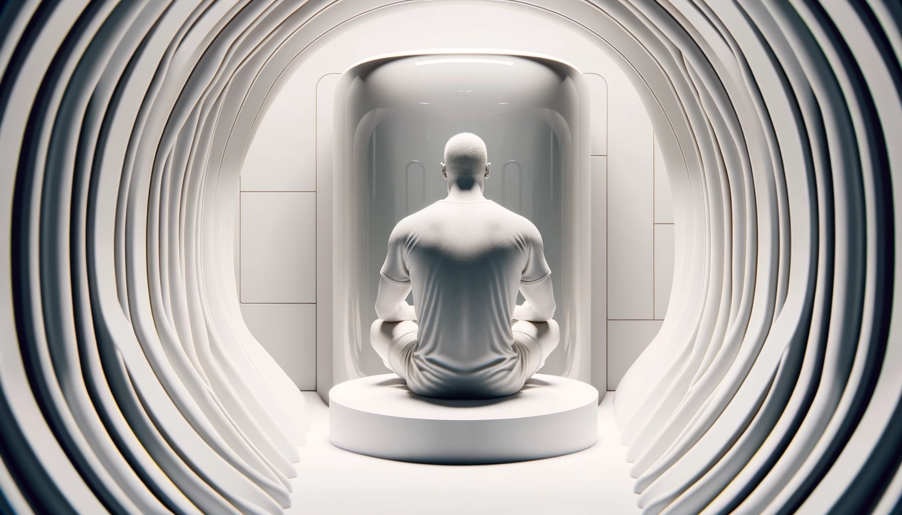 CORPO UMANO ANATOMICO REALISTICO DI SPALLE SEDUTO IN UNA SAUNA BIANCA, AMBIENTAZIONE MINIMAL WHITE SFOCATA DIETRO DI LUI, LUI IN PRIMO PIANO BEN VISIBILE, REALISTICO emoji