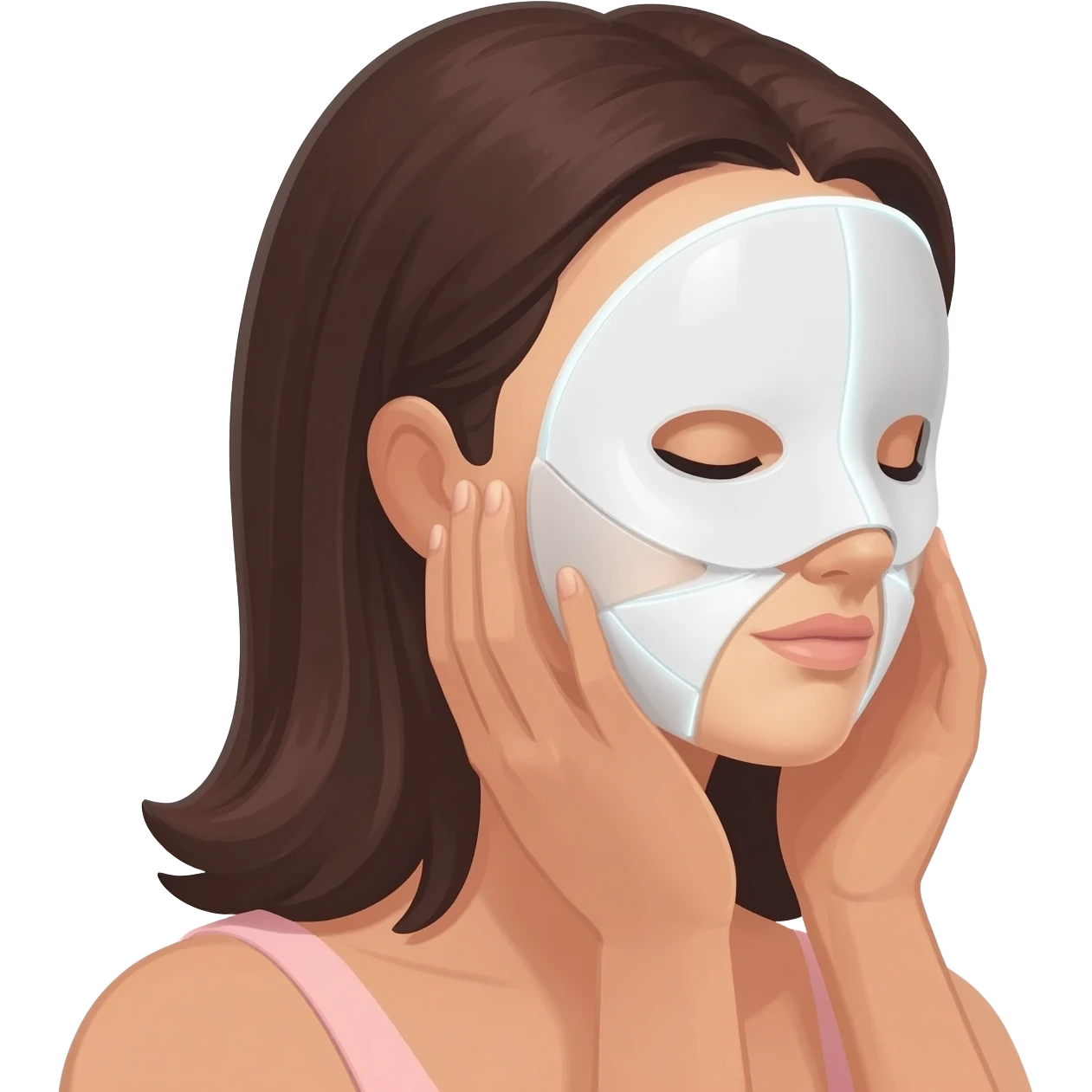 face mask self care brunette female, LED FACE MASK currentbody emoji