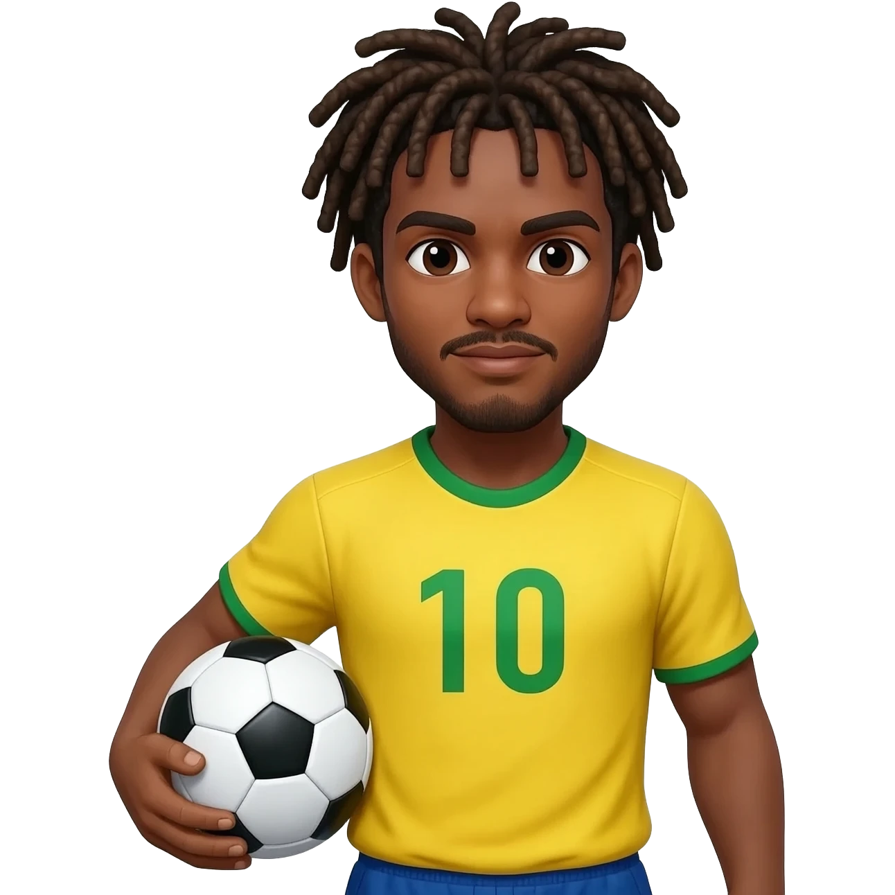 Make a football player from Brazil with a ball and dreadlocks emoji