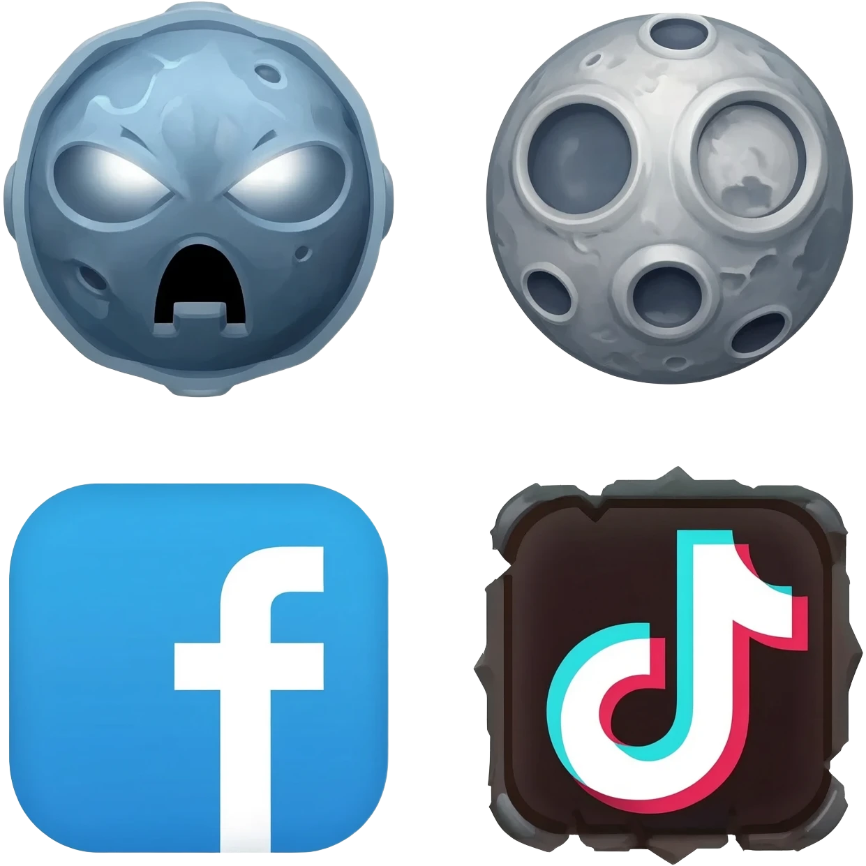 social media icons that has something to do with lunar forge factory like Twitter Facebook tiktok emoji
