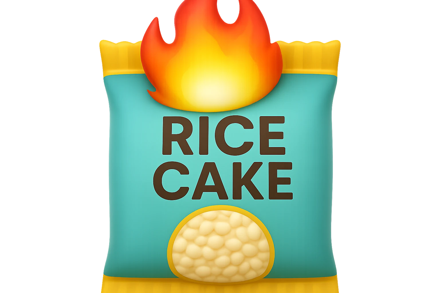emoji stile iphone di un pacco di gallette di riso con fiamma 3d sopra emoji